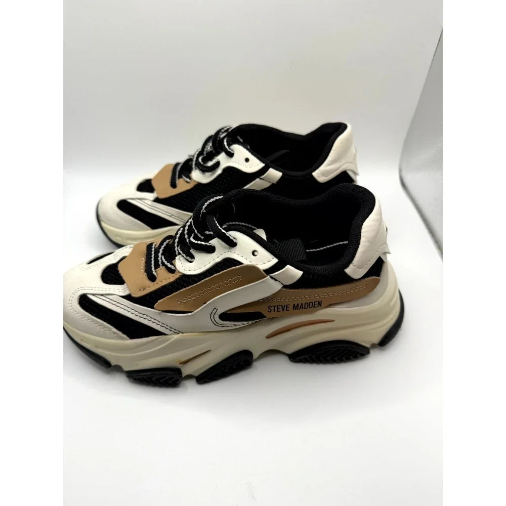 Steve Madden Possession POSS03S1‎ Womens 6 M Black Tan Lace-Up Platform Shoes